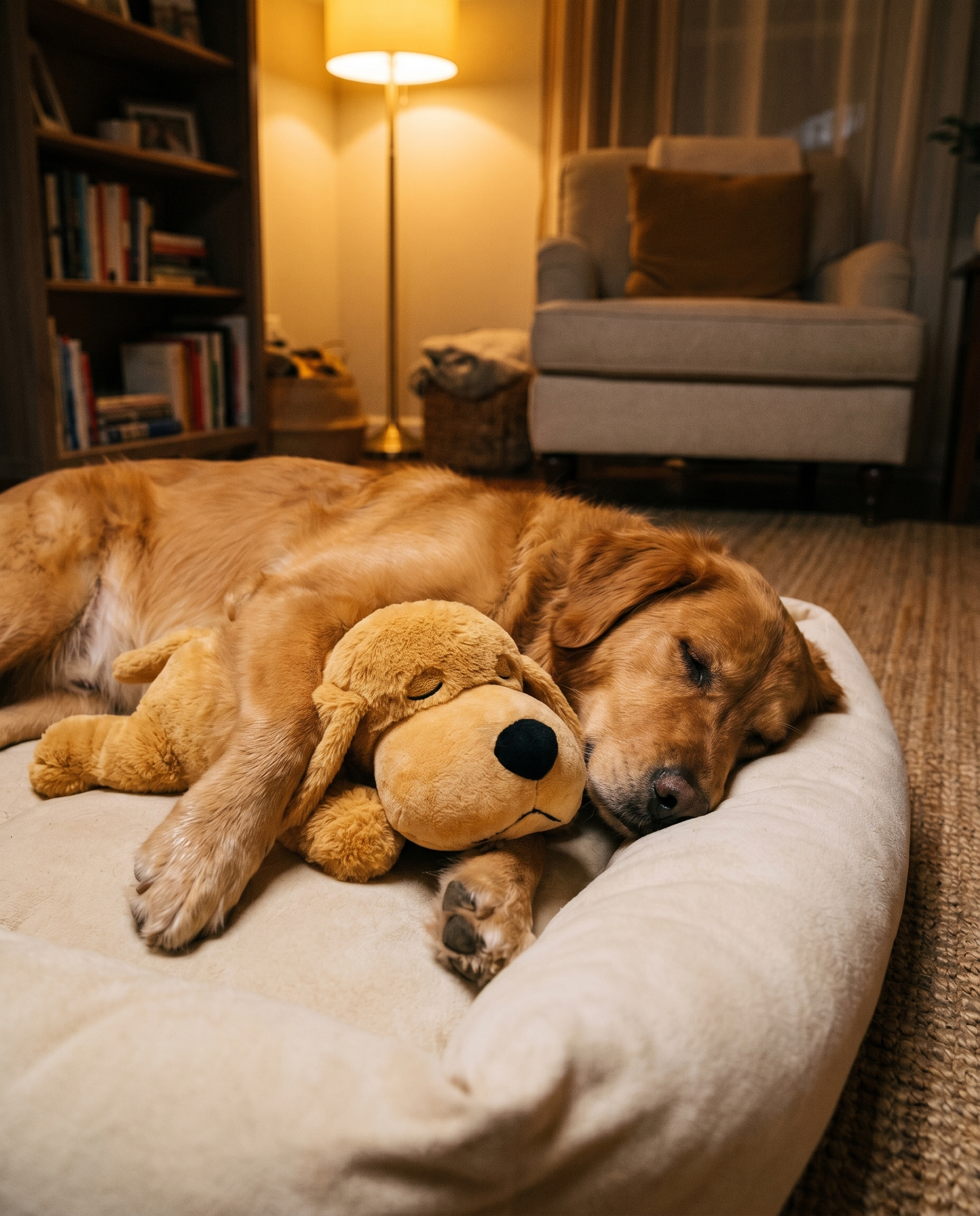 A dog asleep against the Hearthbeat